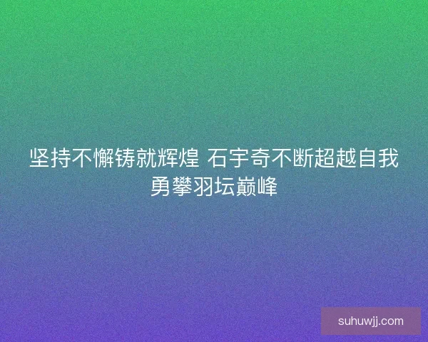 坚持不懈铸就辉煌 石宇奇不断超越自我勇攀羽坛巅峰