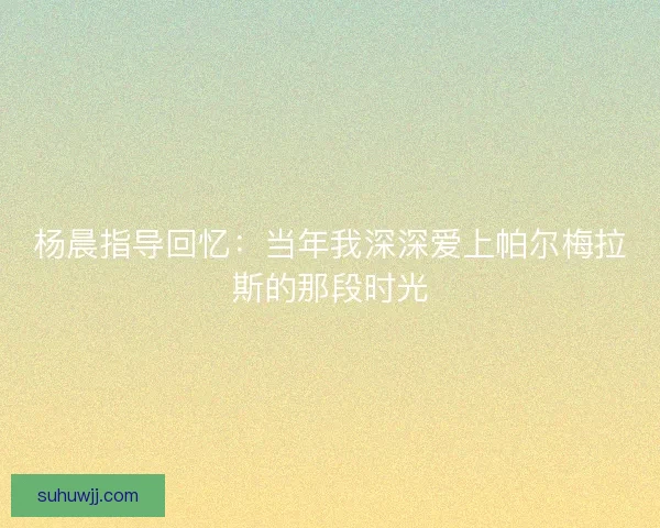 杨晨指导回忆：当年我深深爱上帕尔梅拉斯的那段时光